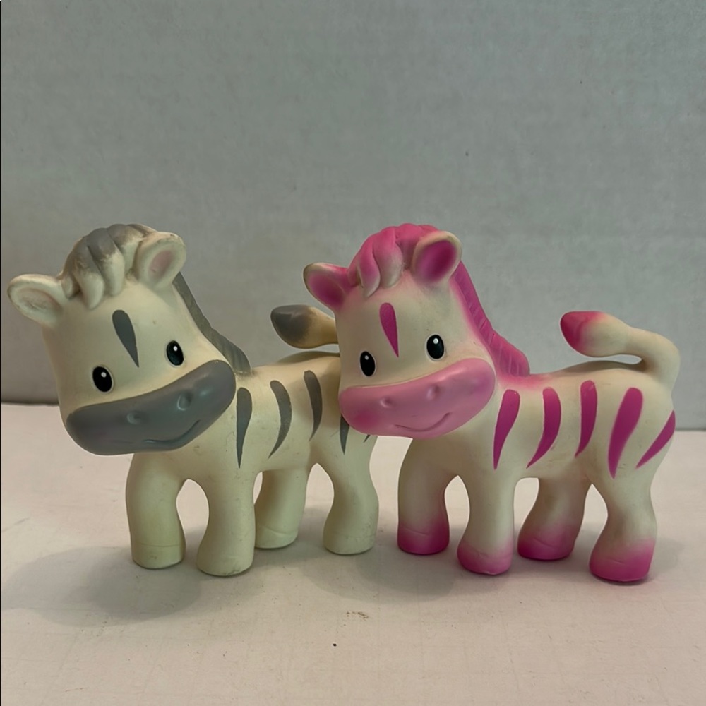 Infantino Baby Teether Squeaky Toy Pink and Gray Zebra Lot of 2